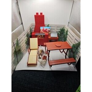 VINTAGE Barbie Doll ARCO FASHION DOLL BBQ PICNIC PARTY Scene SET FROM THE 80'S